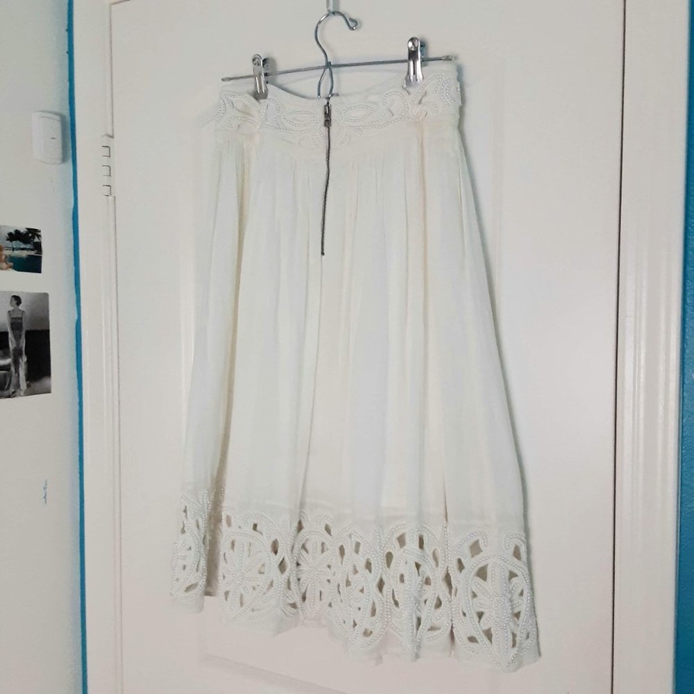 Alice + Olivia Embroidered Pearl Midi Skirt - Picture 4 of 7